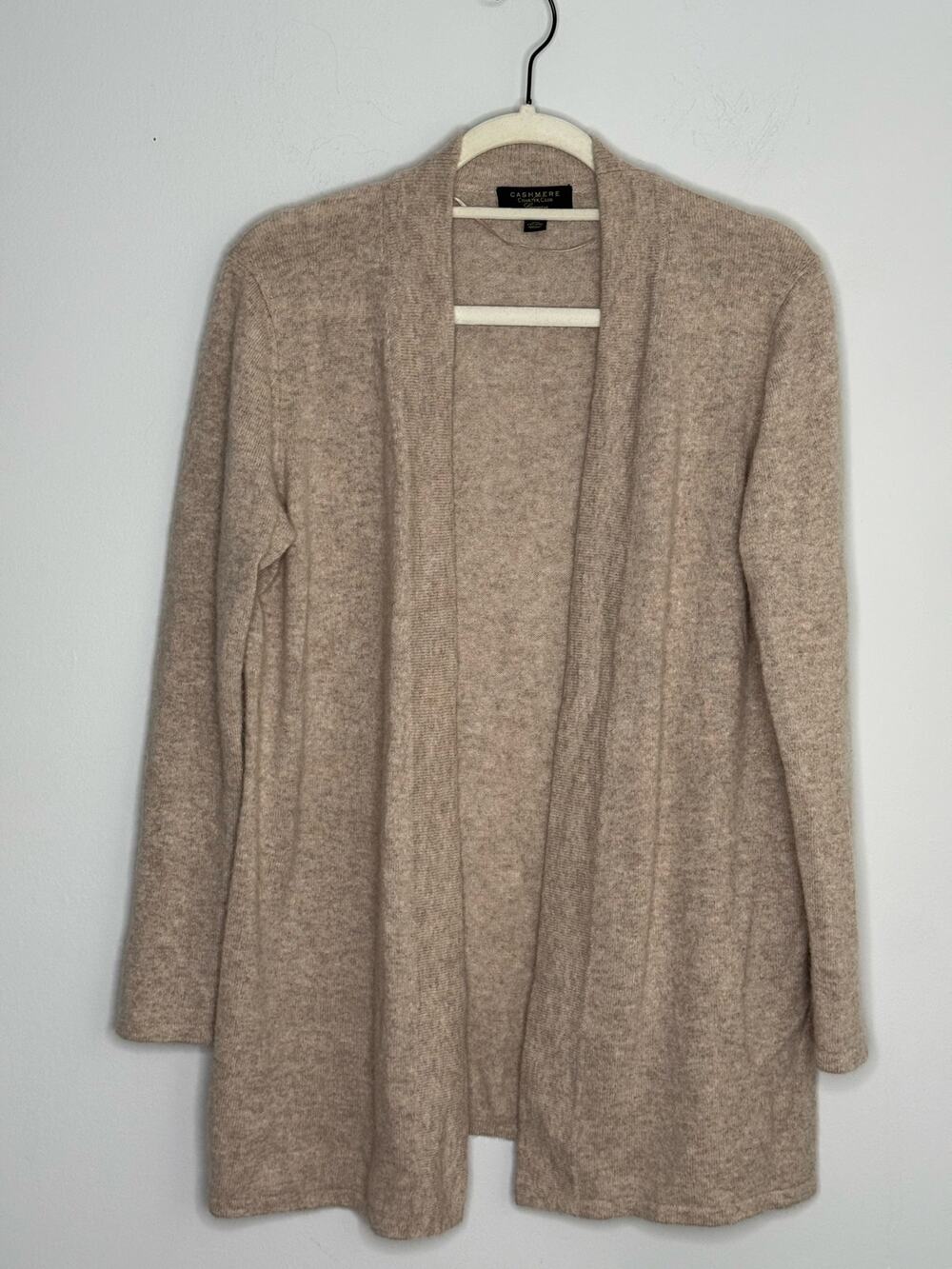 Charter Club Oatmeal Beige Cashmere Open Front Cardigan M Quiet Luxury Old Money